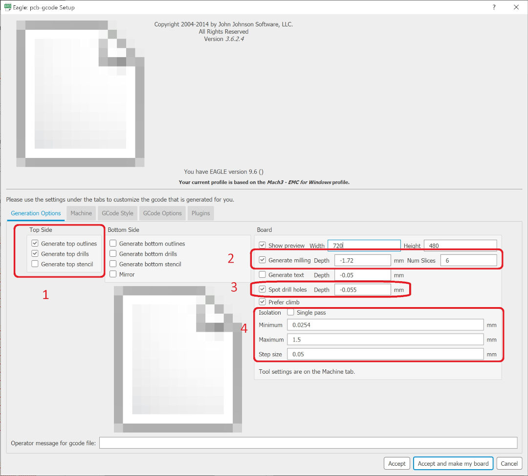 PCB-Gcode setup step 2