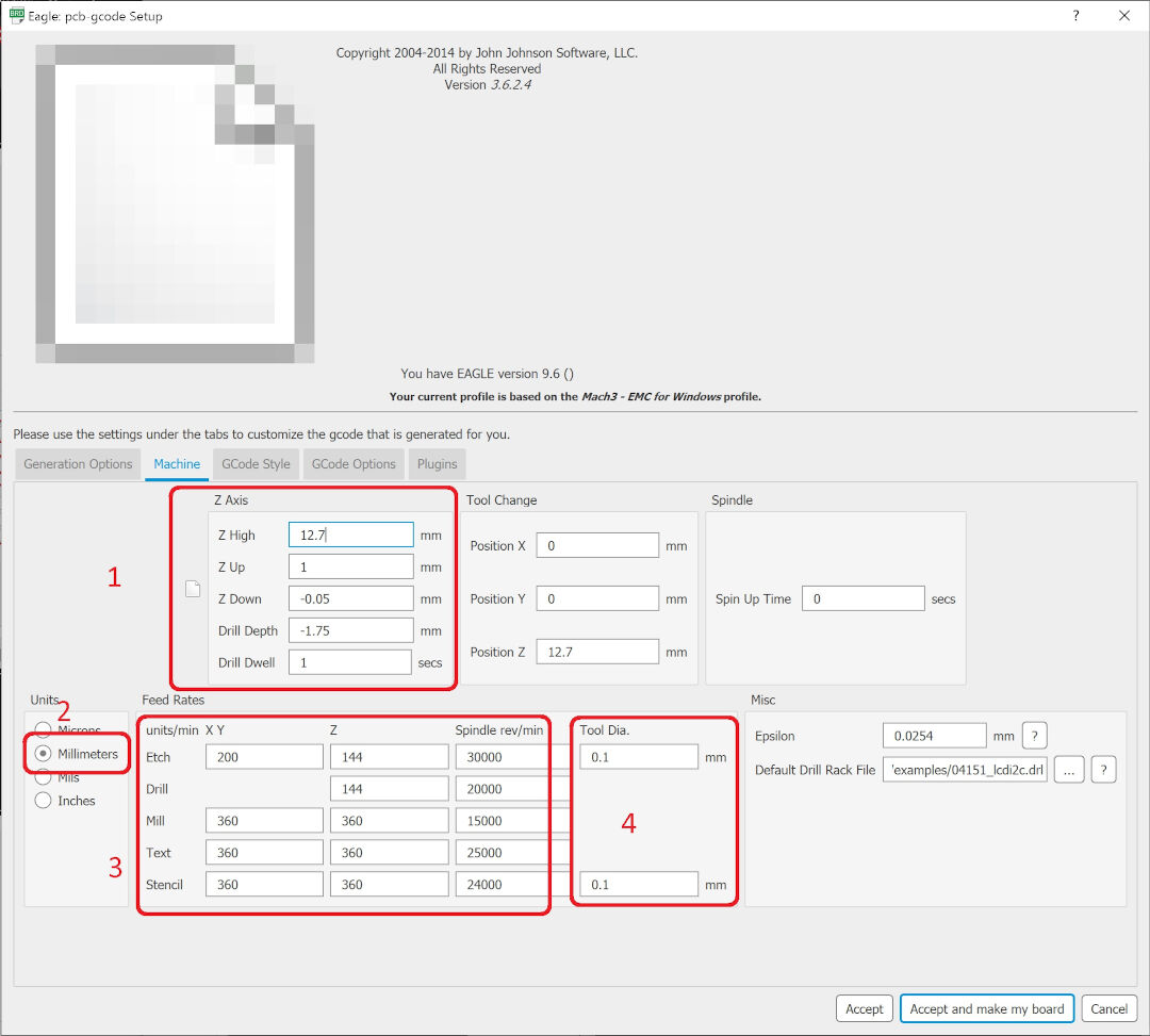 PCB-Gcode setup step 3