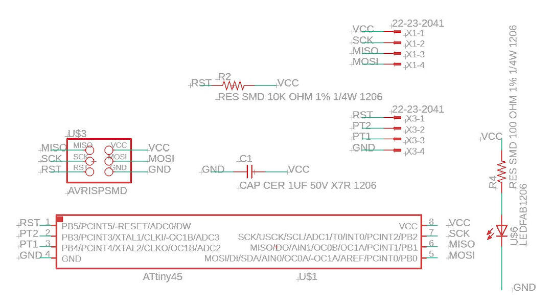 Schematics of ATtiny45 board