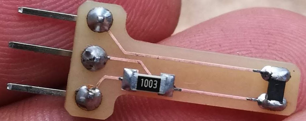 Thermistor board after soldering