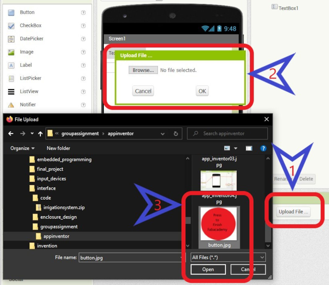 Uploading the red button
