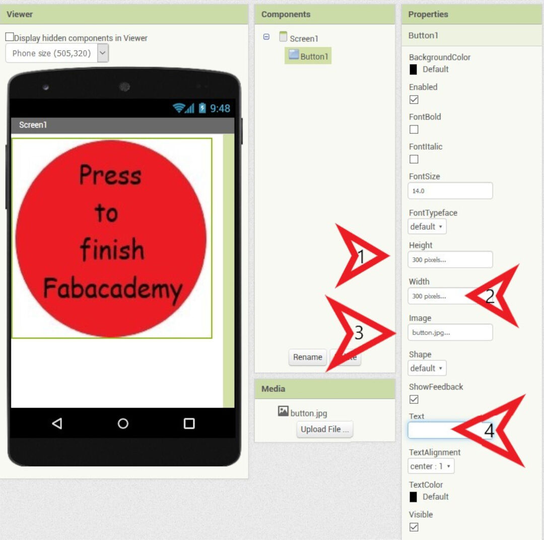 Editing button properties