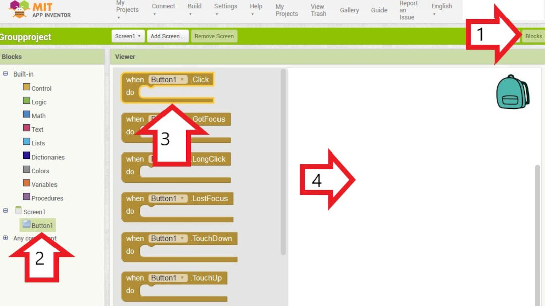 Adding a button click block