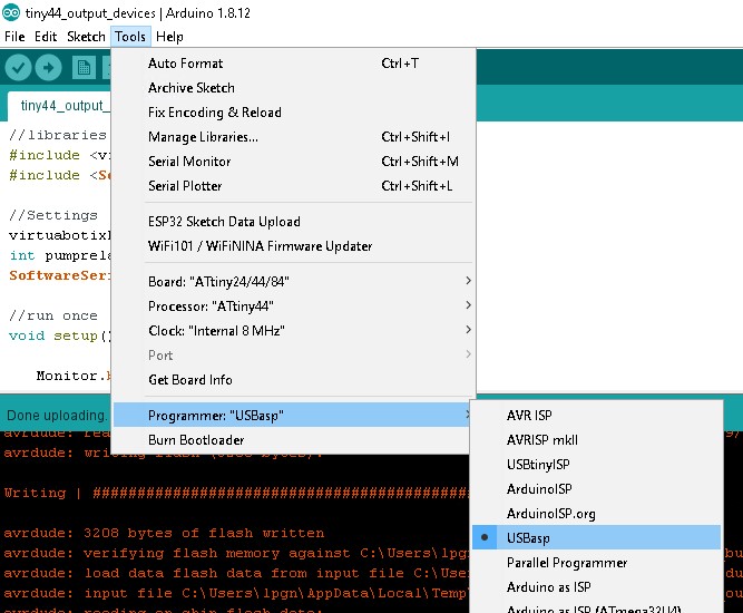 Arduino IDE programmer selection