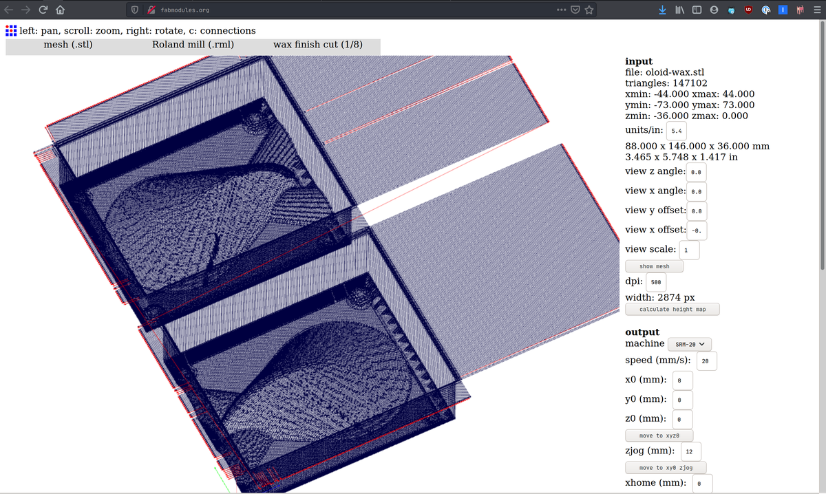 Screenshot of the generated paths in Fab Modules, final cut