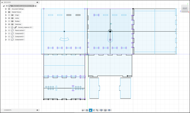 Sketches for the parametric container for the pluviometer.