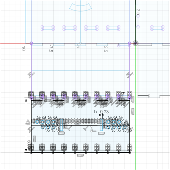 Every part is constrained to change it size according to the new design considerations.