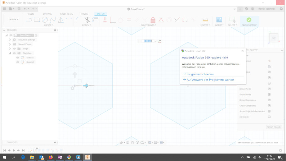 image Fusion 360 crash