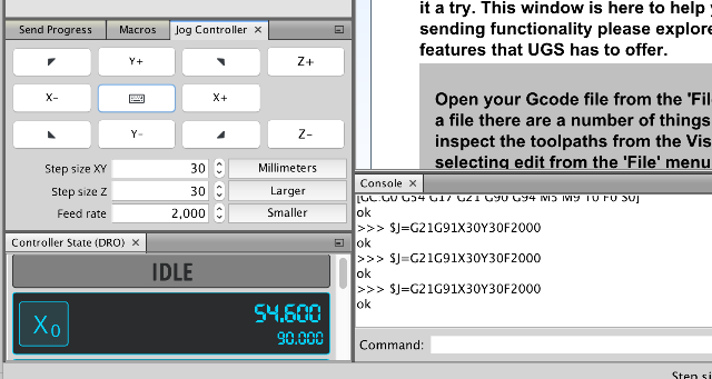 universal gcode sending X axis data