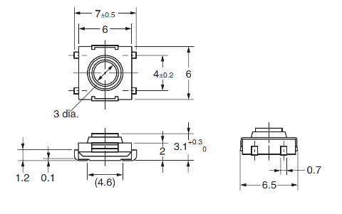 SW262CT-ND tactile switch dim