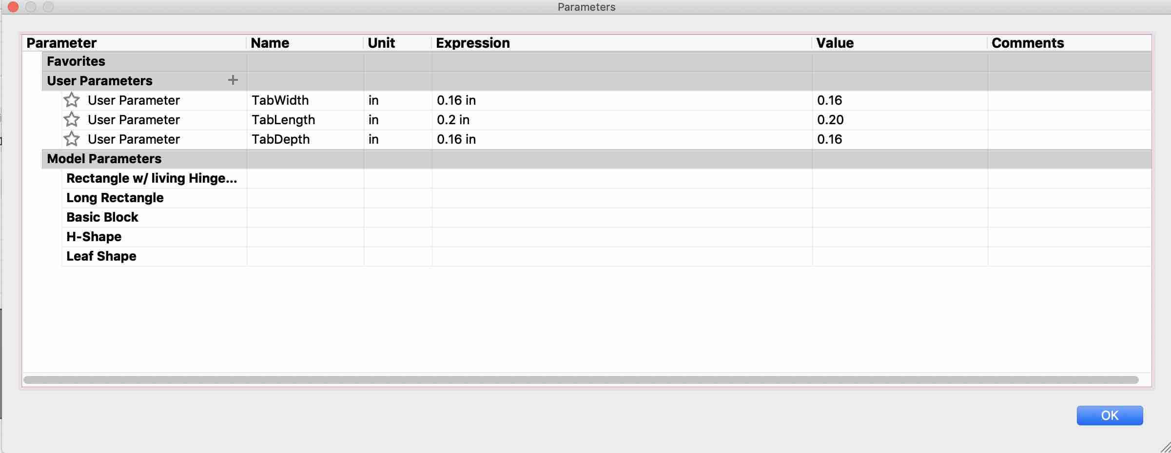 Parameters