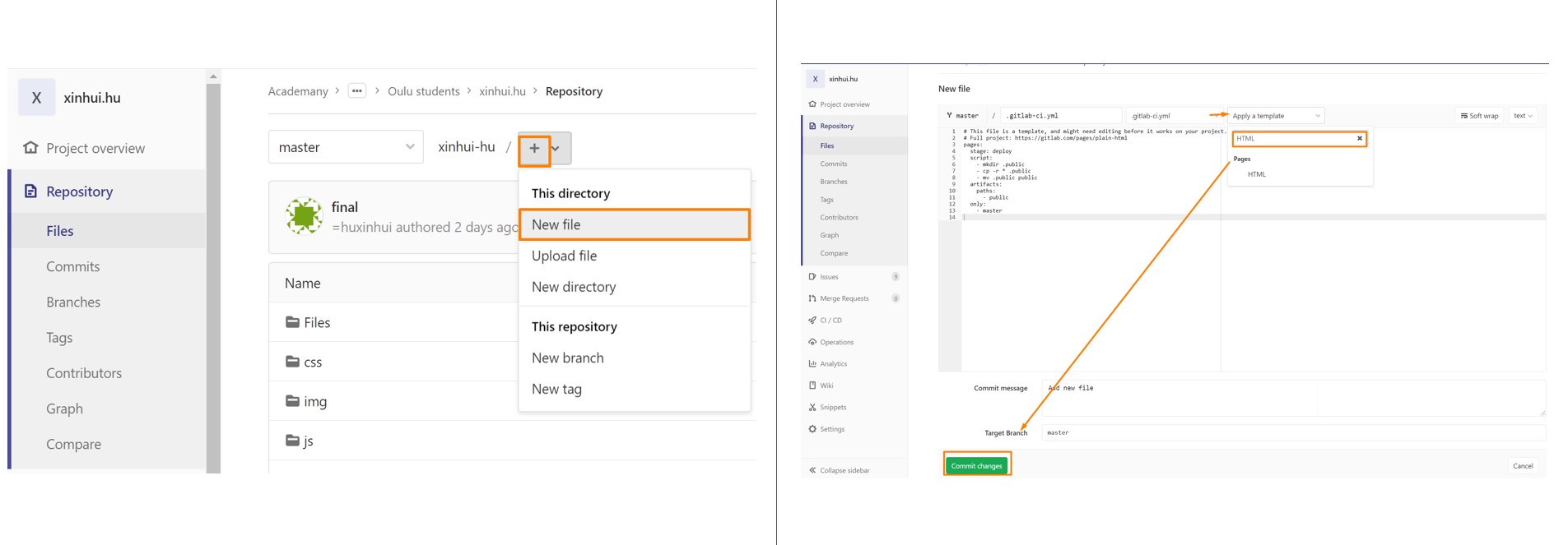 Create yml. file