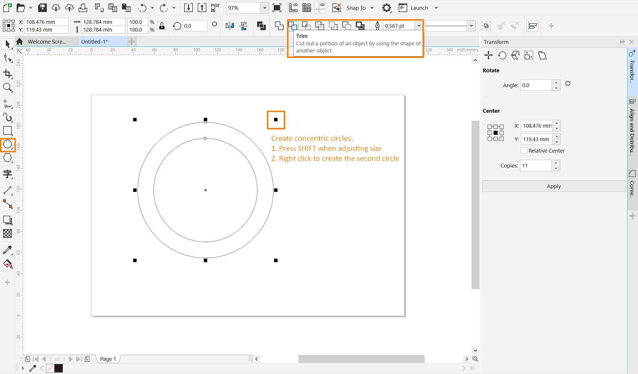Create concentric circles