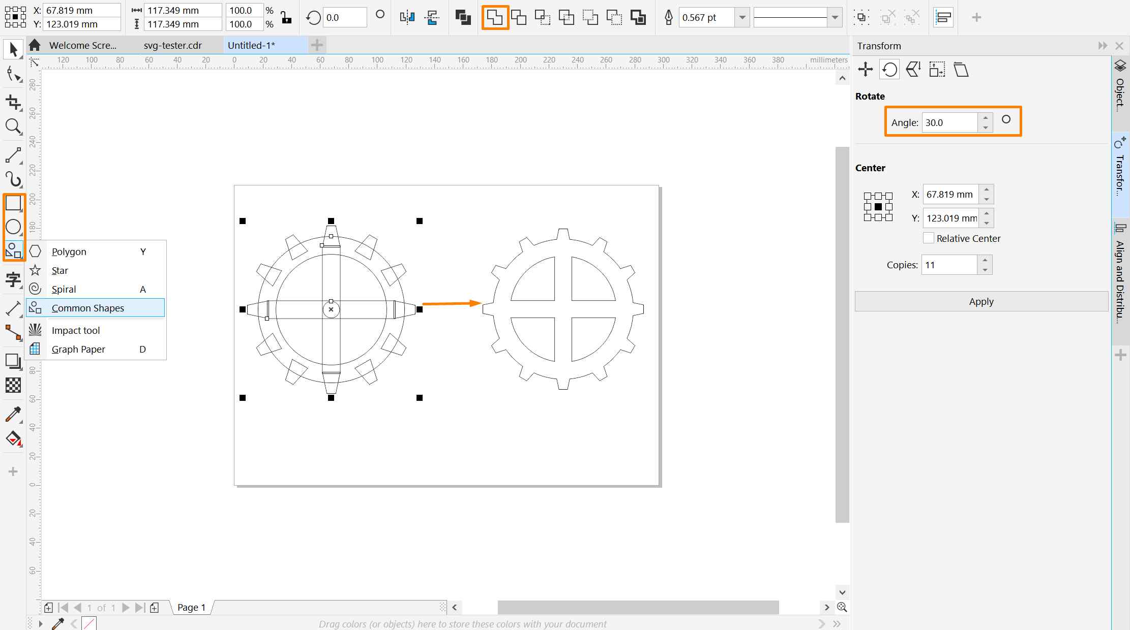 Creating the basic elements for SVG gear