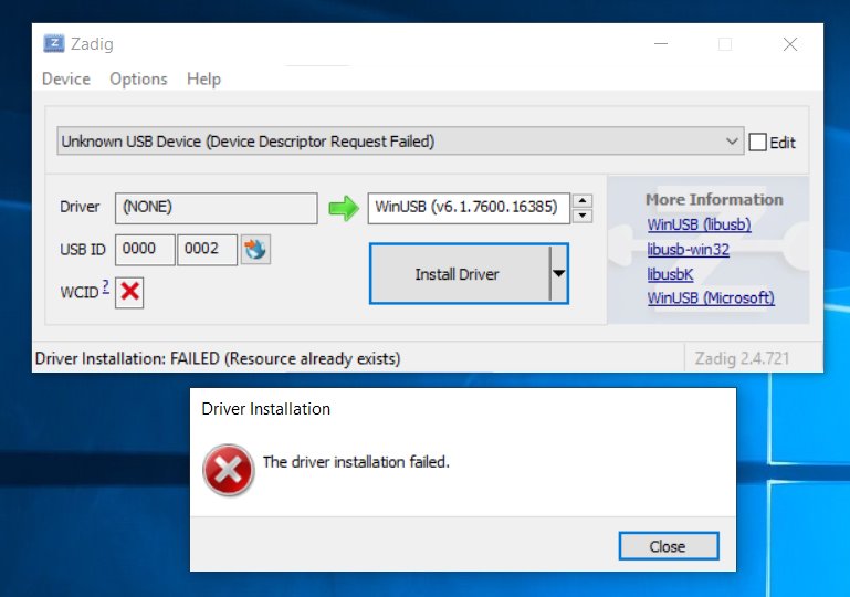 install
          WinUSB failed