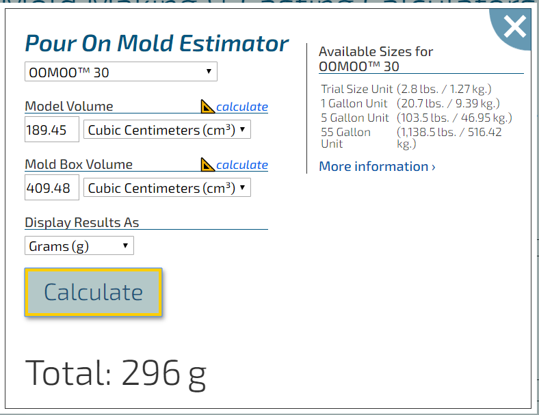 Pour on mold Estimator