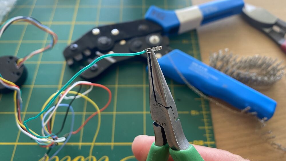 Crimping with needle nose pliers
