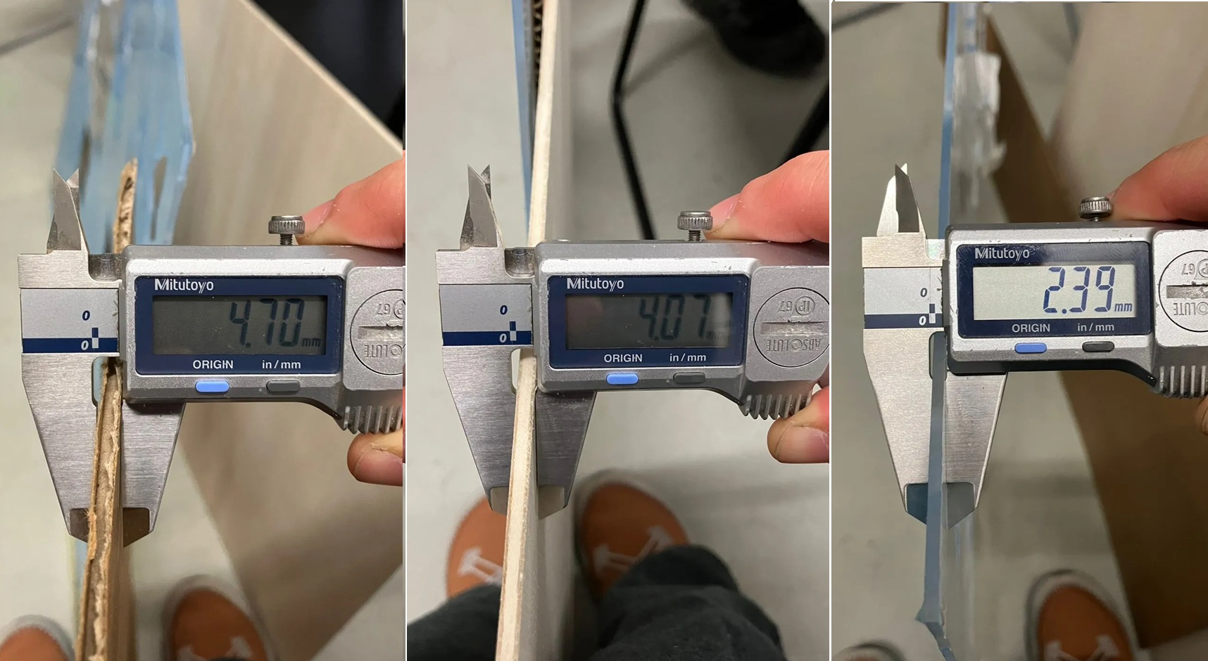 Figure 1: Measuring the different material thicknesses