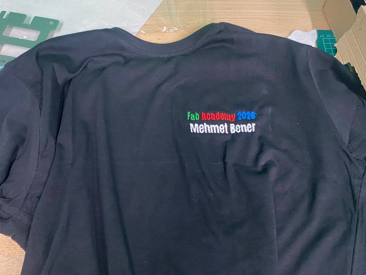 Finished embroidered t-shirt