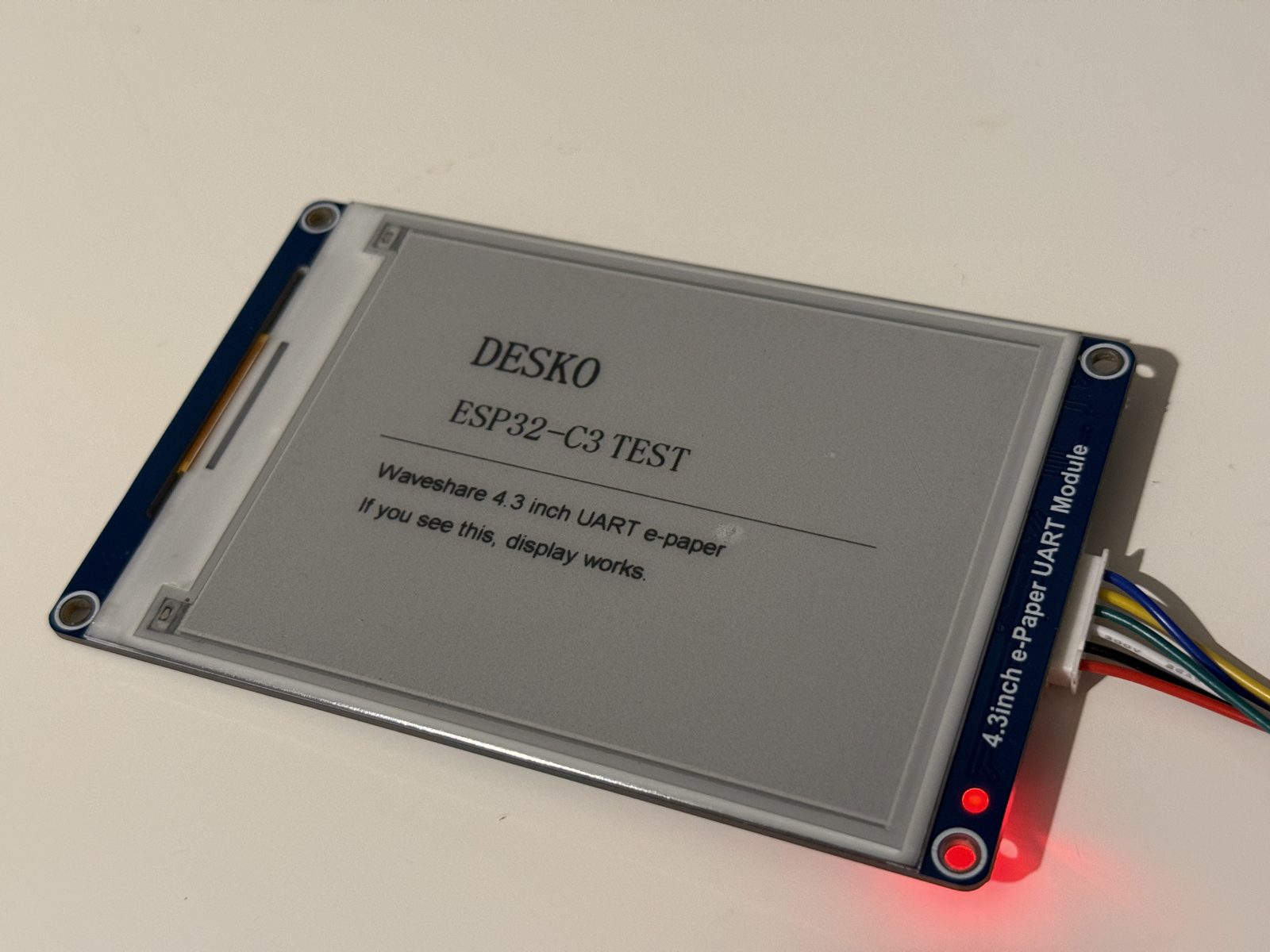 Early e-paper display test before full integration.
