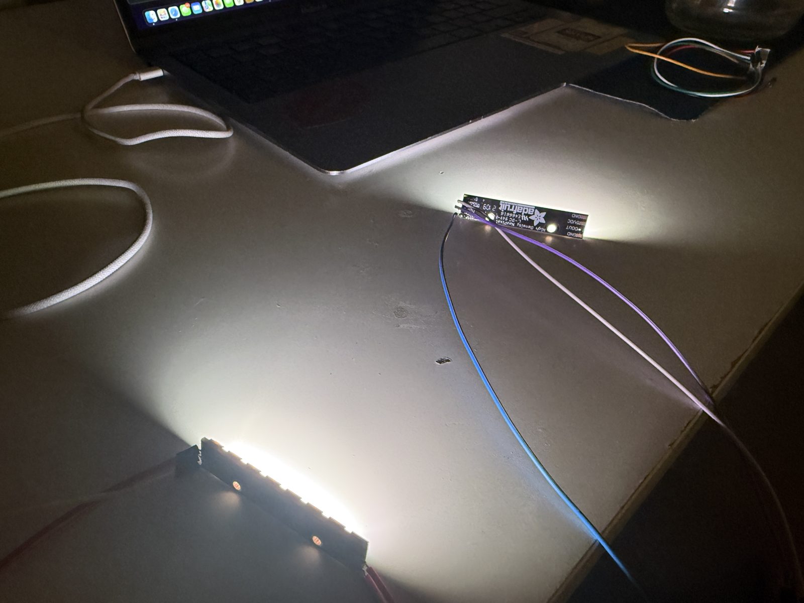 NeoPixel light test before enclosure integration.