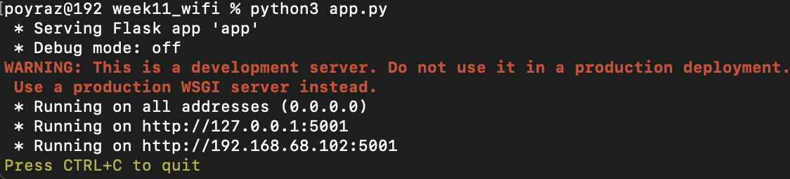 Flask server running