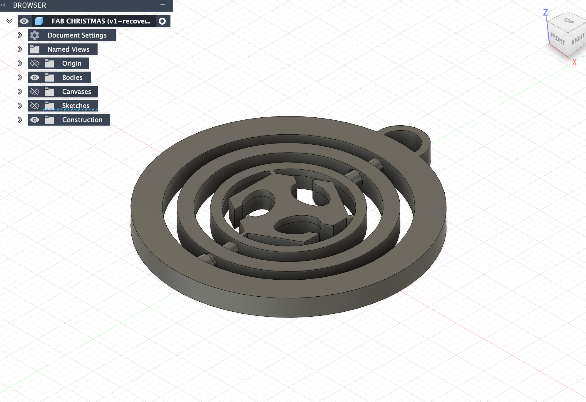 Sliced ornament in the slicer