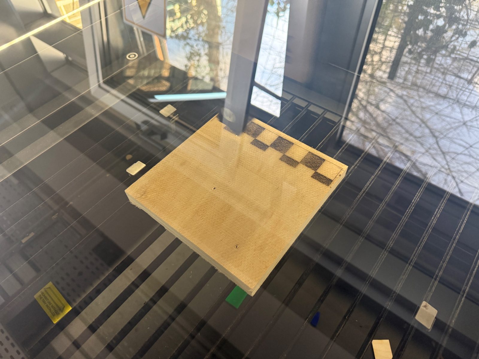 Laser cutting the checkerboard