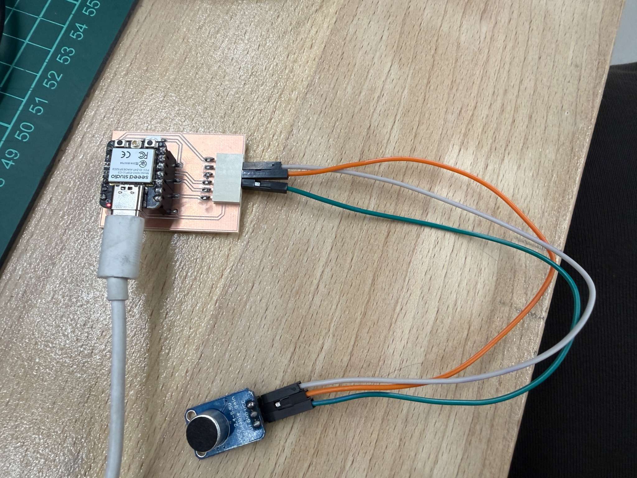 Microphone connected to the board