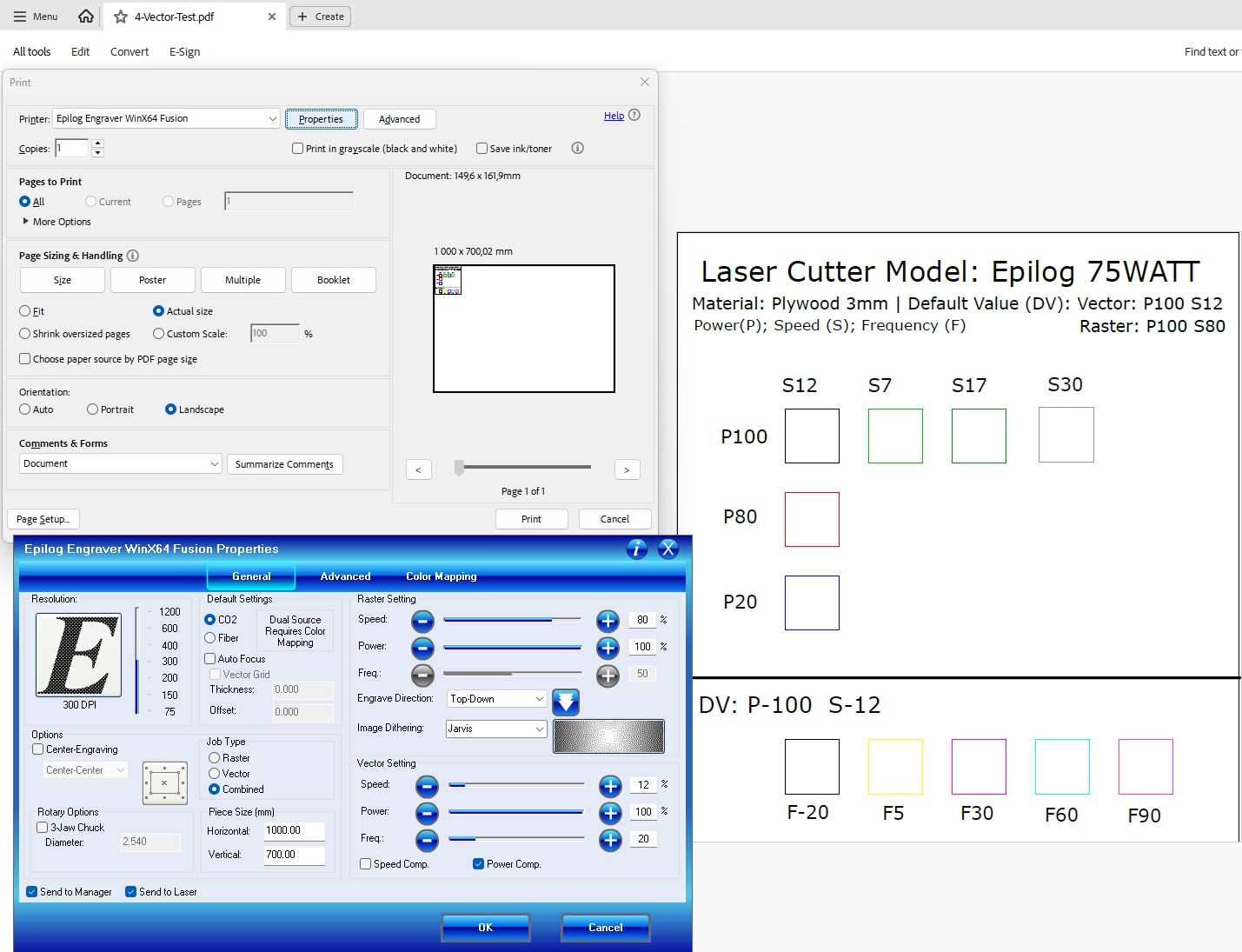 Vector settings