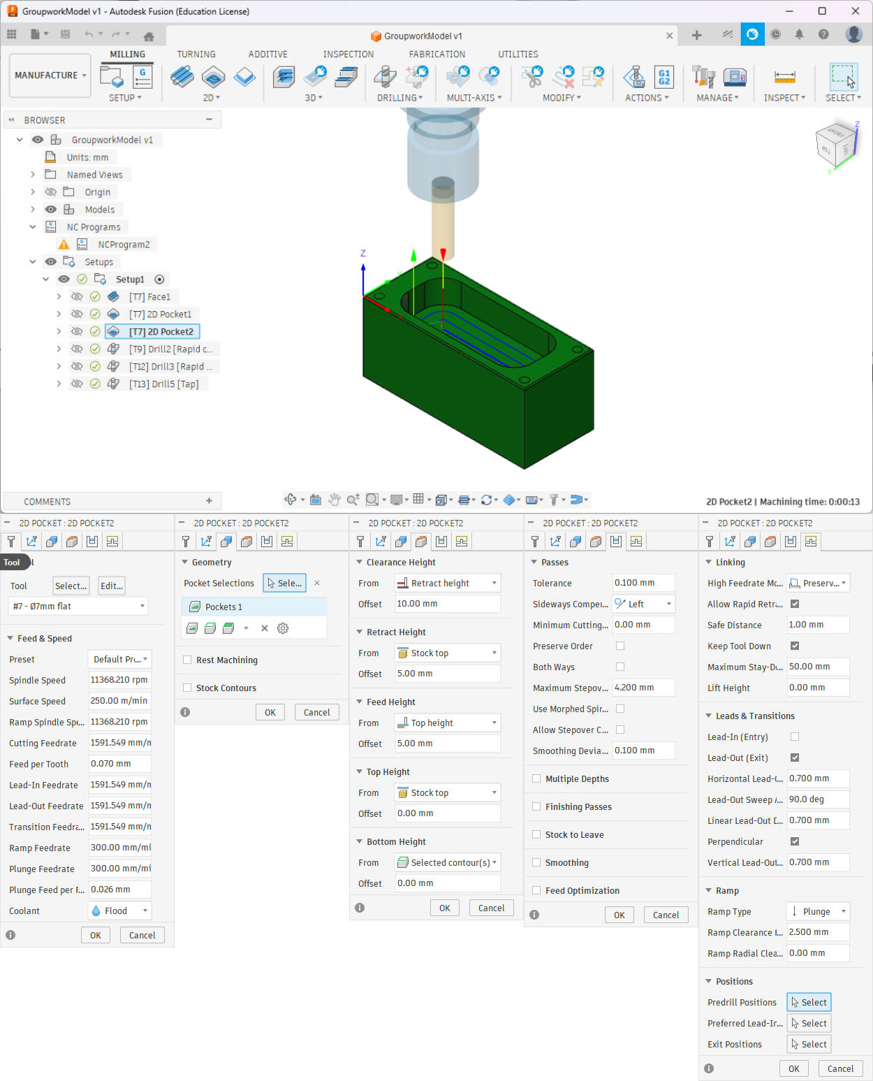 Pocket finishing toolpath and it's parameters.