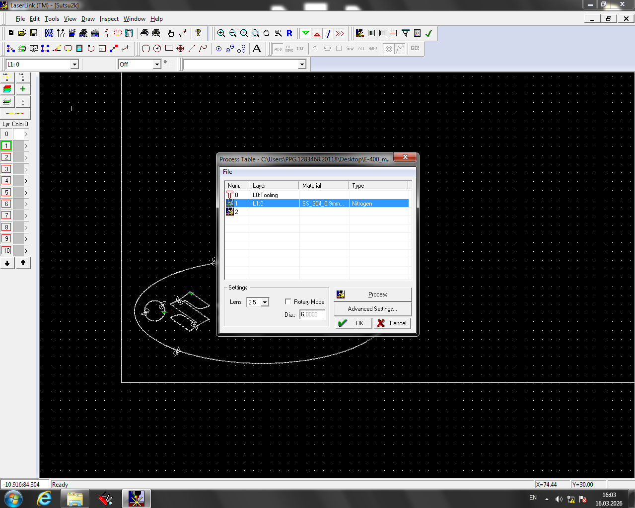 Process Table layer view
