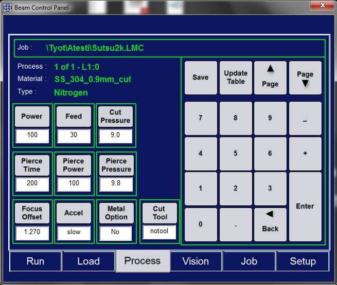 Process settings