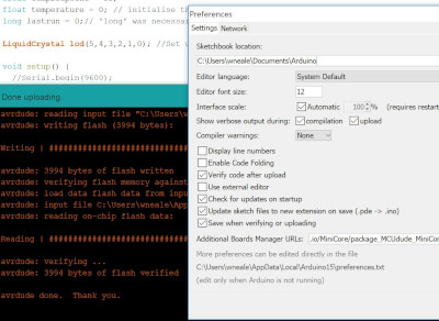 arduino preferences