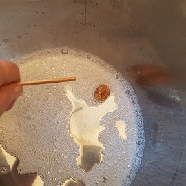 melting a lump of gum arabic